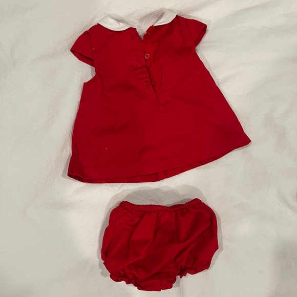 Janie & Jack, baby girl, Christmas Red & White Bow Matching Set 3-6m - Picture 4 of 4